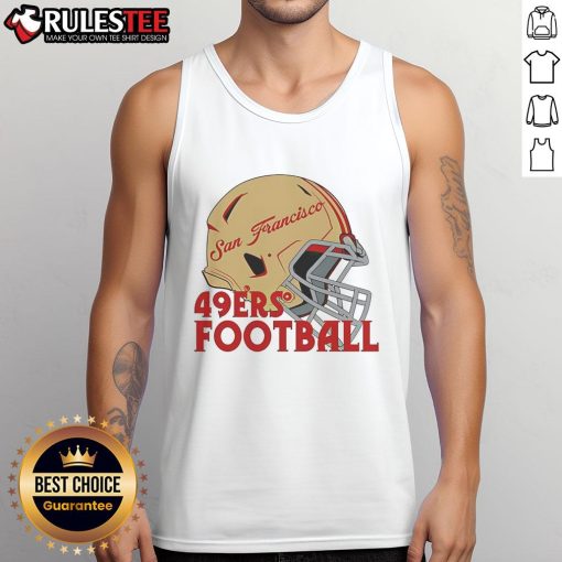 Alt Text: Awesome NFL San Francisco 49ers football helmet tank top showcasing team spirit and style for fans.