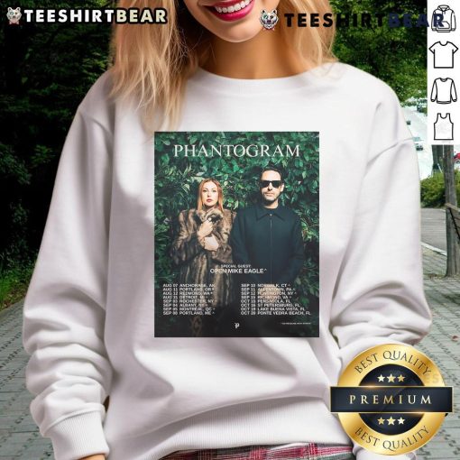 Awesome Official Phantogram Open Mike Eagle Tour 2025 Poster Sweatshirt showcasing vibrant design and tour details.