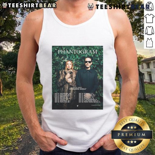 Alt Text: Awesome Official Phantogram Open Mike Eagle Tour 2025 poster on a stylish tank top, perfect for music fans.