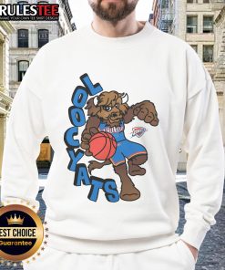 Awesome Oklahoma City Thunder Stadium Essentials NBA X Staycool mascot sweatshirt featuring vibrant team colors and logo.