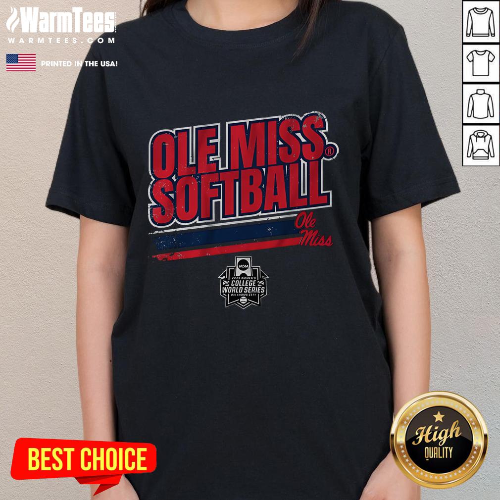 Awesome Ole Miss Softball Women'S College World Series Stripe Ladies Tee Alt Text: Awesome Ole Miss Softball Women's College World Series Stripe Ladies Tee featuring a stylish design and team colors.