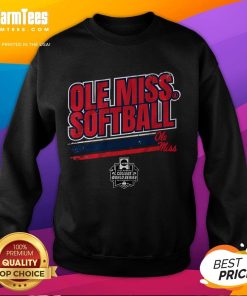 Awesome Ole Miss Softball Women's College World Series stripe sweatshirt featuring team colors and logo.