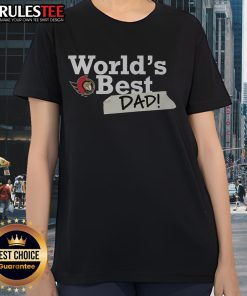 Awesome Ottawa Senators World's Best Dad ladies tee in red, perfect for proud hockey fans celebrating Father's Day.
