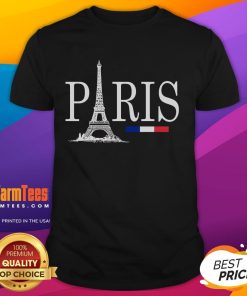 Awesome Paris Eiffel Tower France Flag Logo T-Shirt featuring a stylish design with vibrant colors and iconic symbols.