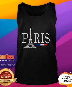 Stylish tank top featuring the Eiffel Tower and France flag logo, perfect for Paris lovers and summer fashion enthusiasts.