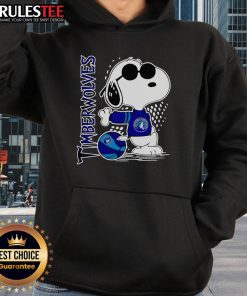 Alt Text: Awesome Peanuts Snoopy Minnesota Timberwolves Basketball 2025 hoodie featuring vibrant colors and a playful design.