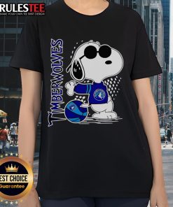 Awesome Peanuts Snoopy Minnesota Timberwolves Basketball 2025 ladies tee featuring vibrant graphics and a stylish design.