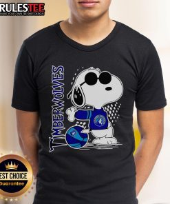 Awesome Peanuts Snoopy Minnesota Timberwolves Basketball 2025 T-Shirt featuring Snoopy in Timberwolves gear.