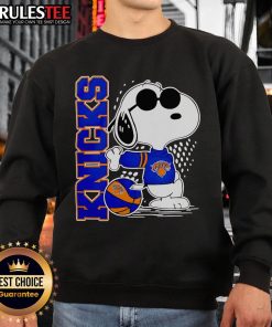Awesome Peanuts Snoopy New York Knicks basketball sweatshirt for 2025, featuring vibrant graphics and cozy design.