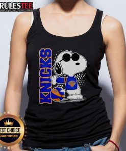 Alt Text: Awesome Peanuts Snoopy New York Knicks basketball 2025 tank top featuring vibrant graphics and team colors.