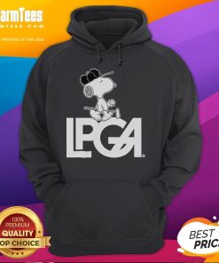 Awesome Peanuts X LPGA Snoopy hoodie featuring colorful graphics and a cozy design, perfect for fans and golfers alike.