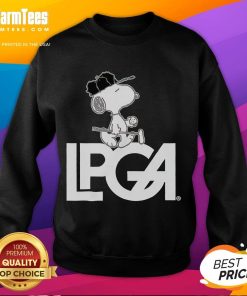 Awesome Peanuts X LPGA Snoopy sweatshirt featuring vibrant graphics and a cozy design, perfect for golf and Peanuts fans.