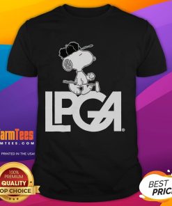 Awesome Peanuts X LPGA Snoopy T-Shirt featuring colorful Snoopy design, perfect for golf fans and Peanuts lovers.
