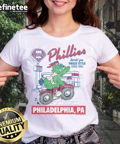 Awesome Philadelphia Phillies deli serving Philly-style food since 1883, featured on a ladies tee shirt design.