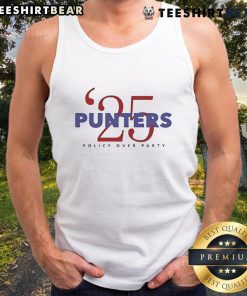 Awesome Punters Politics Punters 25 Policy Over Party Tank Top showcasing a bold political message on a stylish tank.