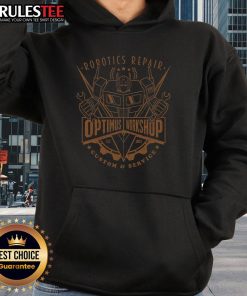 Awesome Robotics Repair Optimus Workshop Custom Service Hoodie featuring a sleek design and vibrant colors for tech enthusiasts.