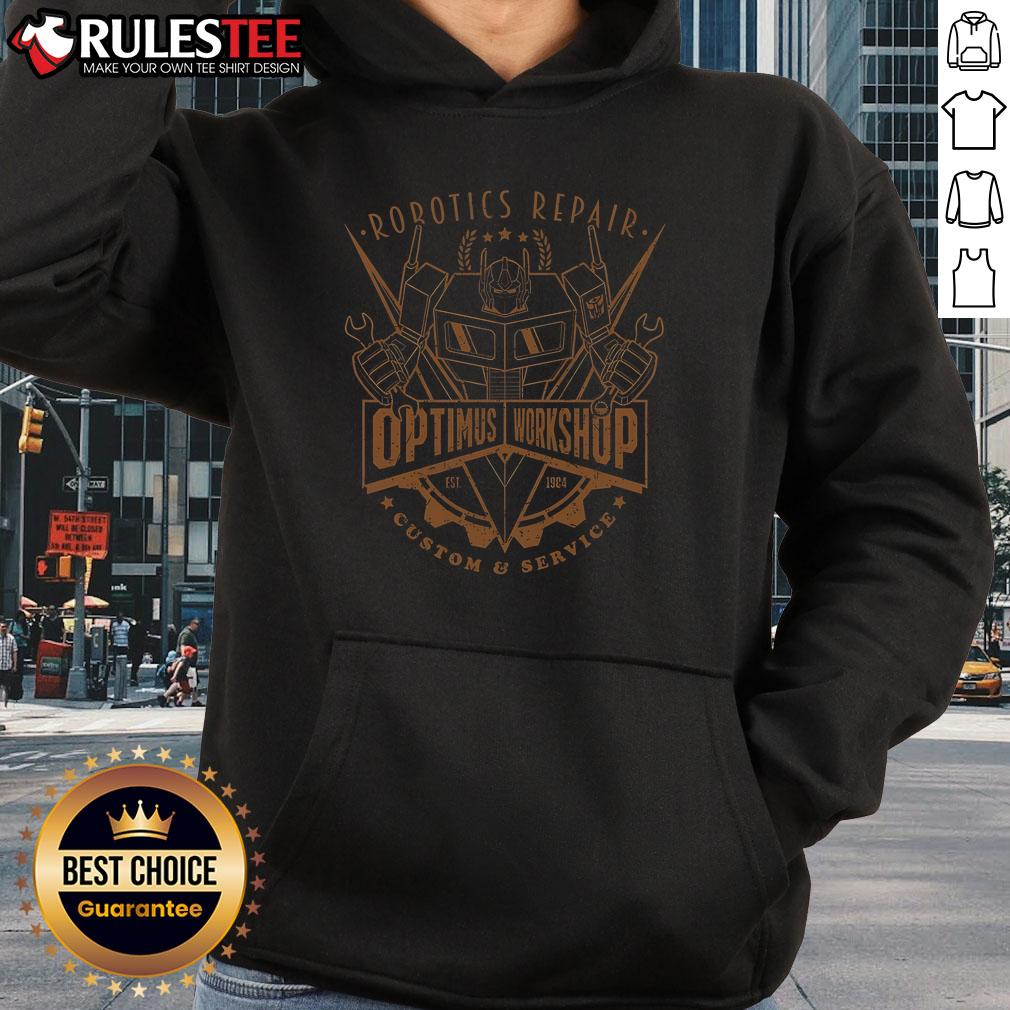 Awesome Robotics Repair Optimus Workshop Custom & Service Hoodie Awesome Robotics Repair Optimus Workshop Custom Service Hoodie featuring a sleek design and vibrant colors for tech enthusiasts.