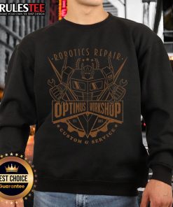 Alt Text: Awesome Robotics Repair Optimus Workshop custom service sweatshirt showcasing a vibrant design and comfortable fit.