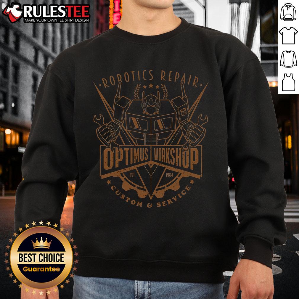 Awesome Robotics Repair Optimus Workshop Custom & Service Sweatshirt Alt Text: Awesome Robotics Repair Optimus Workshop custom service sweatshirt showcasing a vibrant design and comfortable fit.