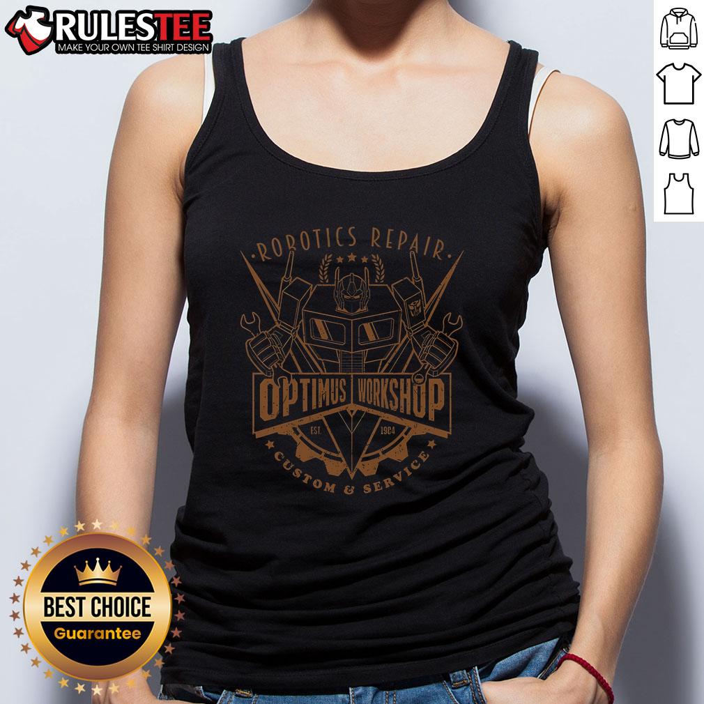 Awesome Robotics Repair Optimus Workshop Custom & Service Tank Top Awesome Robotics Repair Optimus Workshop custom service tank top featuring a robotic design and vibrant colors.