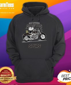 Awesome Snoopy and Woodstock driving a motorbike on a San Antonio Spurs hoodie, perfect for fans and collectors.