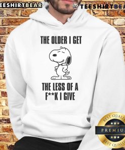 Awesome Snoopy hoodie featuring 'The Older I Get, The Less of a F*ck I Give' design, perfect for casual wear.