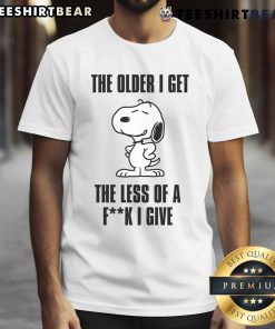 Awesome Snoopy t-shirt featuring 'The Older I Get The Less Of A Fck I Give' design, perfect for casual wear.