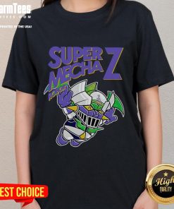 Awesome Super Mecha Z Robot Ladies Tee featuring a vibrant robot design, perfect for fans of sci-fi and stylish apparel.