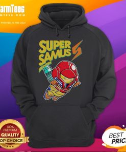 Awesome Super Samus Hunter Robot Hoodie featuring vibrant graphics and a comfortable fit for gamers and fans.