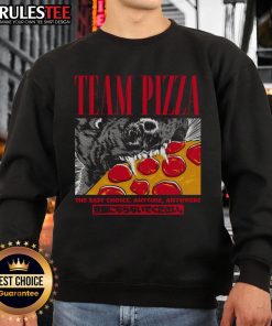 Alt Text: Awesome Team Pizza sweatshirt featuring a fun design, perfect for casual wear anytime, anywhere.