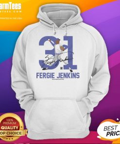 Awesome Teambrown Fergie Jenkins Baseball Hall of Fame member signature hoodie displayed on a hanger.