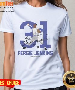 Awesome Teambrown Fergie Jenkins Baseball Hall of Fame member signature ladies tee, perfect for baseball fans and collectors.