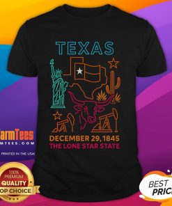Awesome Texas December 29 1845 The Lone Star State Neon T-Shirt featuring vibrant colors and bold design for Texas pride.