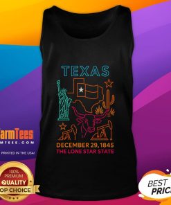 Awesome Texas December 29, 1845 neon tank top featuring the Lone Star State design in vibrant colors.