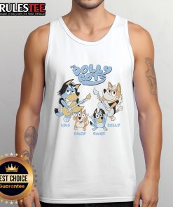 Awesome The Dollyrots tank top featuring Luis, Daisy, and River in vibrant Blueyrots design, perfect for fans.