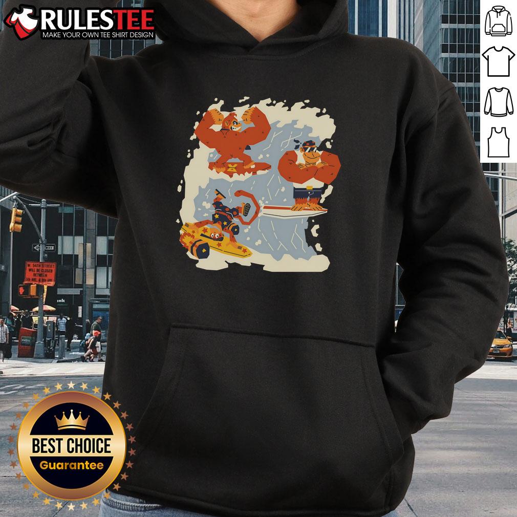 Awesome The Golden Wave Donkey Kong Diddy Kong Funky Kong Hoodie Awesome Golden Wave hoodie featuring Donkey Kong, Diddy Kong, and Funky Kong for stylish gaming fans.