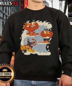 Awesome Golden Wave Donkey Kong sweatshirt featuring Diddy Kong and Funky Kong in vibrant colors and stylish design.