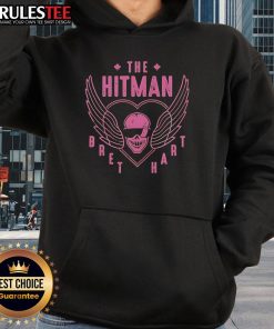 Alt Text: Awesome Hitman Bret Hart hoodie featuring iconic pink and black design for wrestling fans.