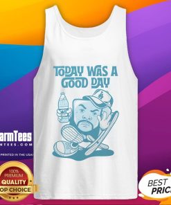 Alt Text: Woman wearing Awesome Today Was A Good Day Thumbs Tank Top, smiling in a sunny outdoor setting.