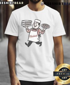 Awesome Trickett England Pizza T-Shirt featuring a fun pizza graphic, perfect for pizza lovers and casual wear.