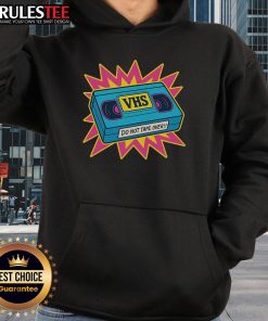Alt Text: Awesome VHS Do Not Tape Over Retro Hoodie in vibrant colors, perfect for vintage style enthusiasts.