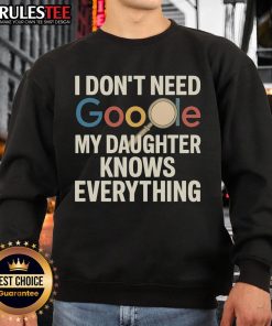 Awesome Vintage I Don't Need Google My Daughter Knows Everything Sweatshirt design featuring playful typography and vibrant colors.