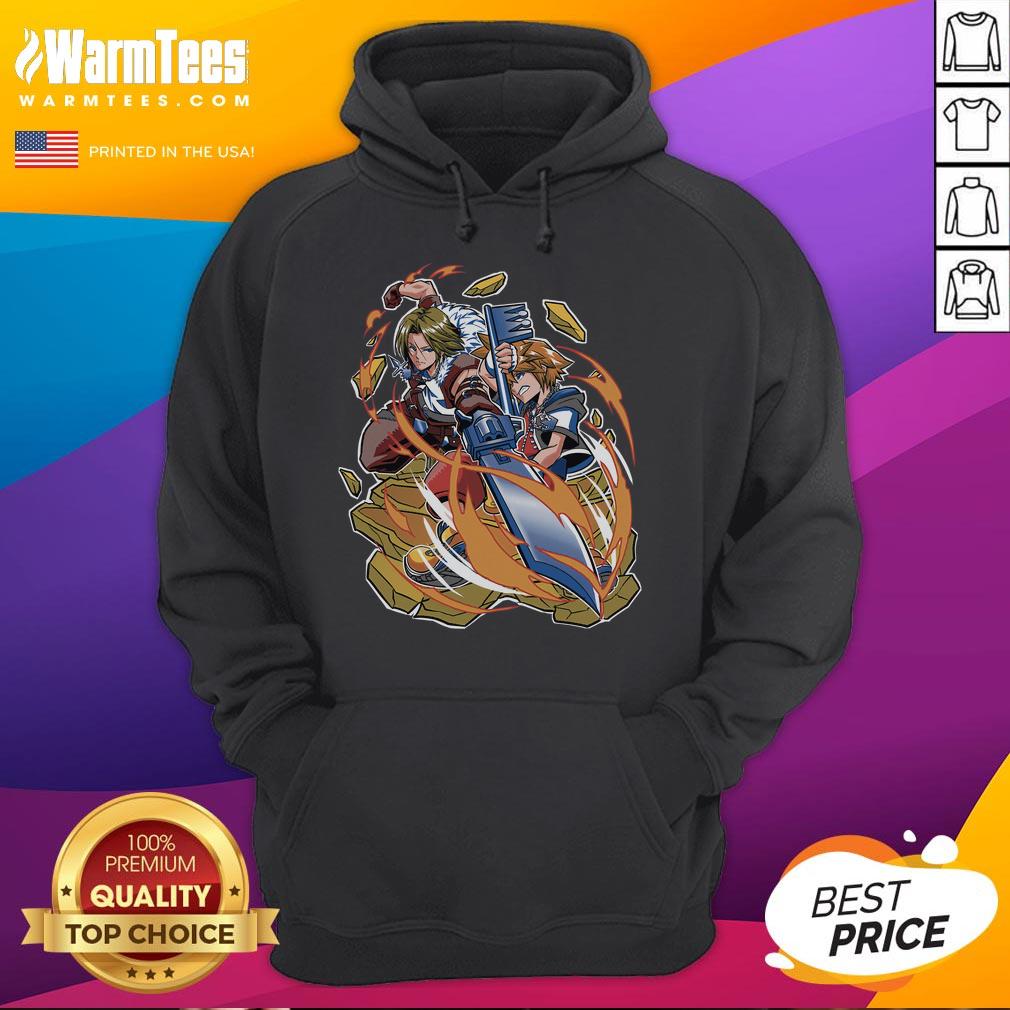 Awesome War Of The Lions Squall Leonhart Final Fantasy And Kingdom Hearts Ventus Hoodie Awesome War of the Lions Squall Leonhart and Ventus hoodie showcasing iconic characters from Final Fantasy and Kingdom Hearts.