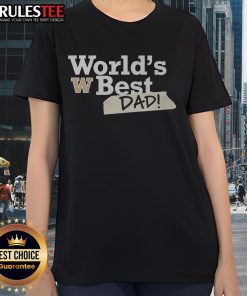 Awesome Washington Huskies World's Best Dad Ladies Tee featuring vibrant team colors and a stylish design.