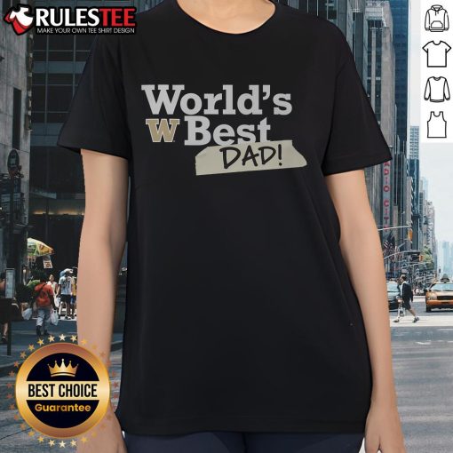 Awesome Washington Huskies World's Best Dad Ladies Tee featuring vibrant team colors and a stylish design.