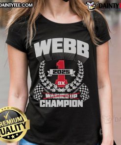 Awesome Webb Number 1 3x Washed Up Champion 2025 Ladies Tee in vibrant colors, perfect for casual wear.
