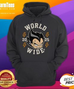 Awesome World Wide Vegeta 2025 Hoodie featuring vibrant design and comfortable fit for Dragon Ball fans.