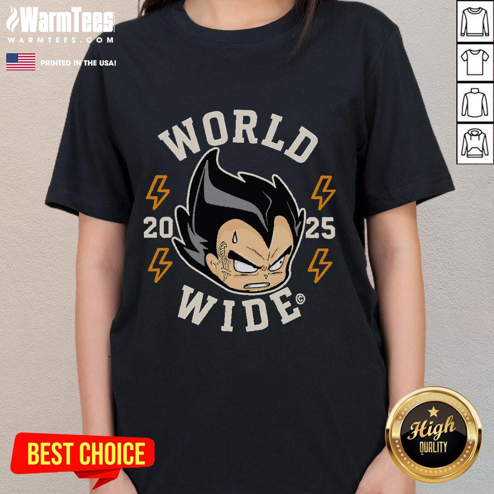 Awesome World Wide Vegeta 2025 Ladies Tee Awesome World Wide Vegeta 2025 ladies tee featuring vibrant colors and a stylish design for Dragon Ball fans.