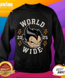 Awesome World Wide Vegeta 2025 Sweatshirt featuring vibrant design and comfortable fit for fans of Dragon Ball Z.