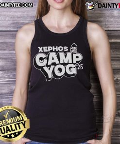 Awesome Xephos Camp Yog 2025 tank top featuring vibrant graphics and a comfortable fit for summer adventures.